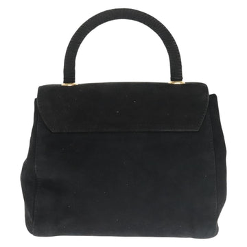 PRADA Hand Bag Suede Black Gold Auth 141959 - 0