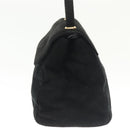 PRADA Hand Bag Suede Black Gold Auth 141959-3