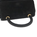 PRADA Hand Bag Suede Black Gold Auth 141959-6