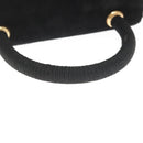 PRADA Hand Bag Suede Black Gold Auth 141959-7