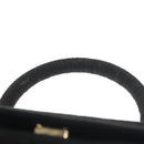 PRADA Hand Bag Suede Black Gold Auth 141959-8