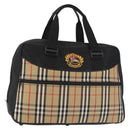 Burberrys Nova Check Boston Bag Canvas Beige Auth 141960-1