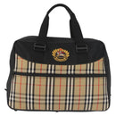 Burberrys Nova Check Boston Bag Canvas Beige Auth 141960-13