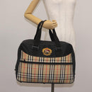 Burberrys Nova Check Boston Bag Canvas Beige Auth 141960-20