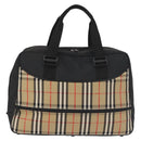 Burberrys Nova Check Boston Bag Canvas Beige Auth 141960-2