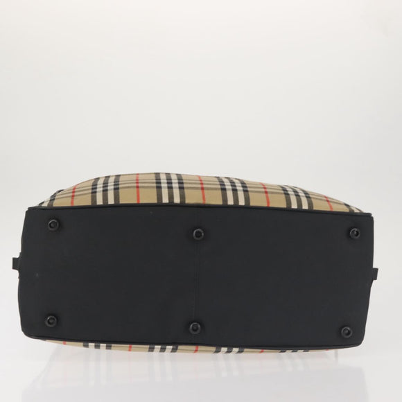 Burberrys Nova Check Boston Bag Canvas Beige Auth 141960