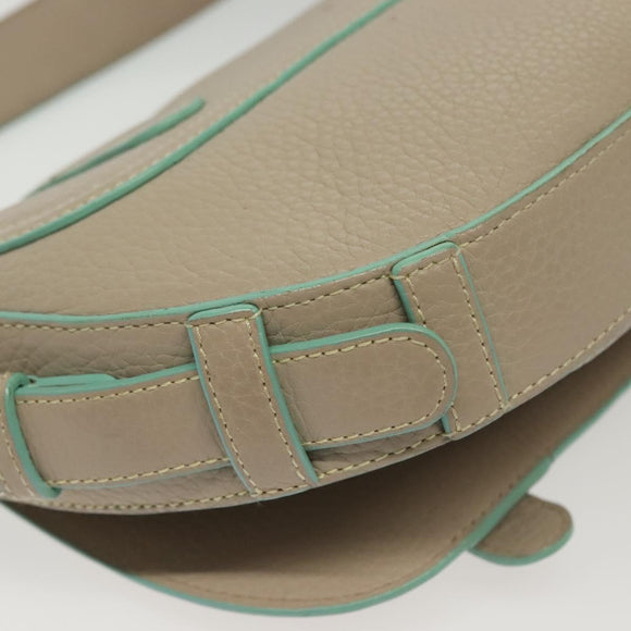 LOEWE Shoulder Bag Leather Beige Silver Auth 141961V