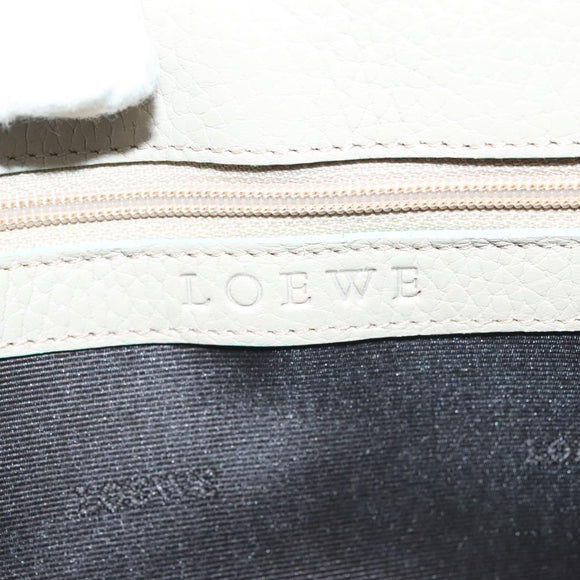 LOEWE Shoulder Bag Leather Beige Silver Auth 141961V