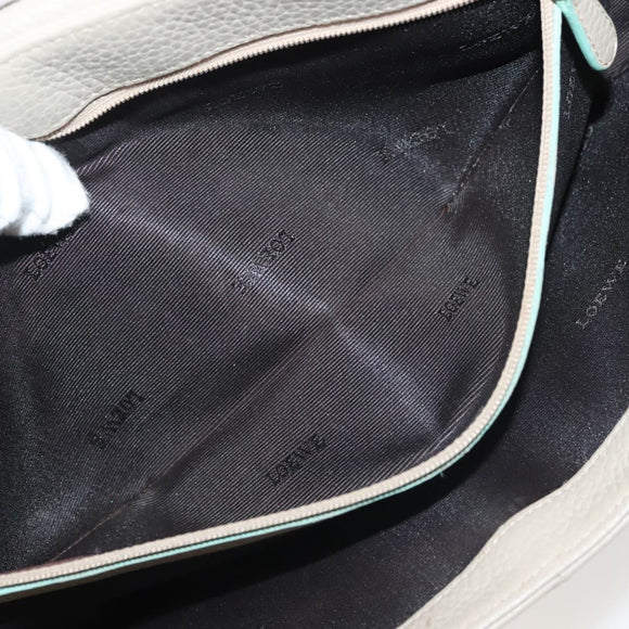 LOEWE Shoulder Bag Leather Beige Silver Auth 141961V