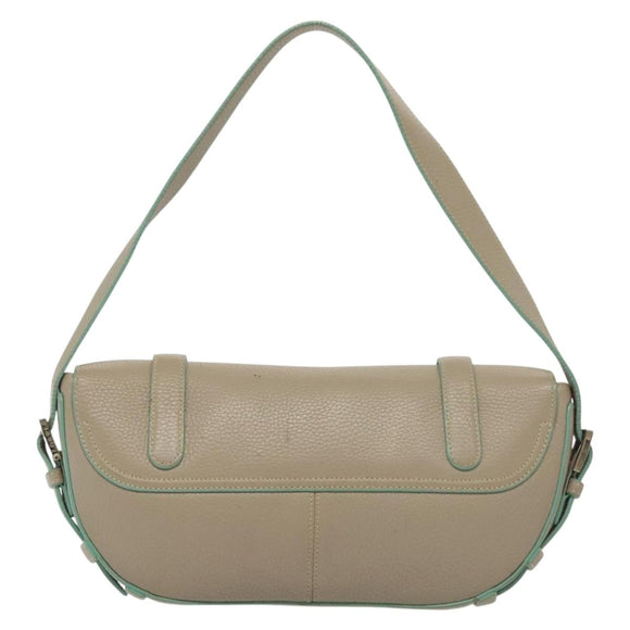 LOEWE Shoulder Bag Leather Beige Silver Auth 141961V