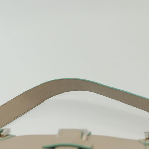 LOEWE Shoulder Bag Leather Beige Silver Auth 141961V