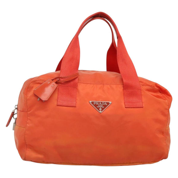 PRADA Shoulder Bag Nylon Orange Silver Auth 141967