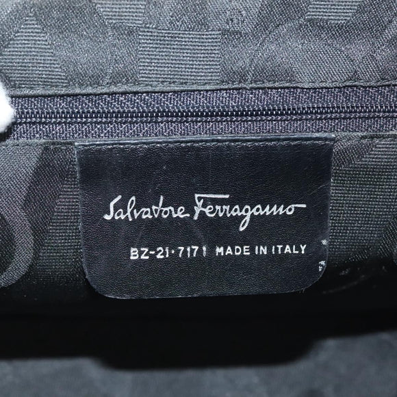 Salvatore Ferragamo Vala Shoulder Bag Leather Black Silver Auth 141973