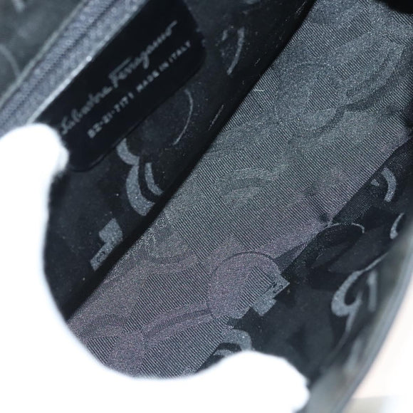 Salvatore Ferragamo Vala Shoulder Bag Leather Black Silver Auth 141973