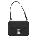 Salvatore Ferragamo Vala Shoulder Bag Leather Black Silver Auth 141973-13