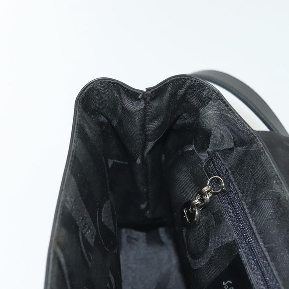 Salvatore Ferragamo Vala Shoulder Bag Leather Black Silver Auth 141973