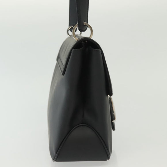 Salvatore Ferragamo Vala Shoulder Bag Leather Black Silver Auth 141973