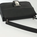 Salvatore Ferragamo Vala Shoulder Bag Leather Black Silver Auth 141973-6