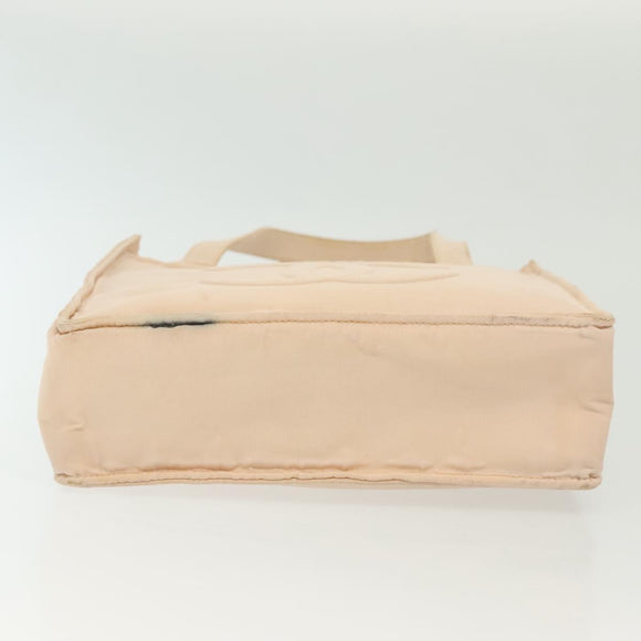 CHANEL COCO Mark Hand Bag Nylon Beige Gold CC Auth 141982