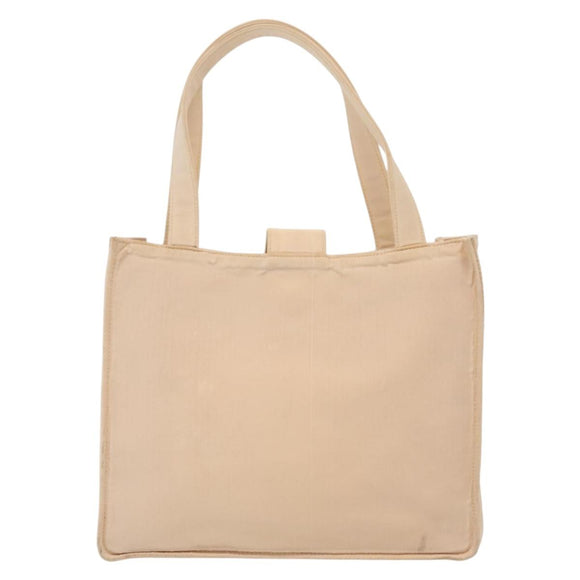 CHANEL COCO Mark Hand Bag Nylon Beige Gold CC Auth 141982