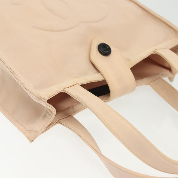 CHANEL COCO Mark Hand Bag Nylon Beige Gold CC Auth 141982