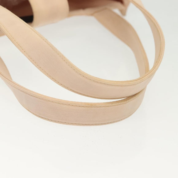 CHANEL COCO Mark Hand Bag Nylon Beige Gold CC Auth 141982