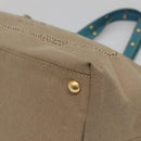 PRADA Studs Tote Bag Canvas Leather Beige Gold Auth 141984V-10