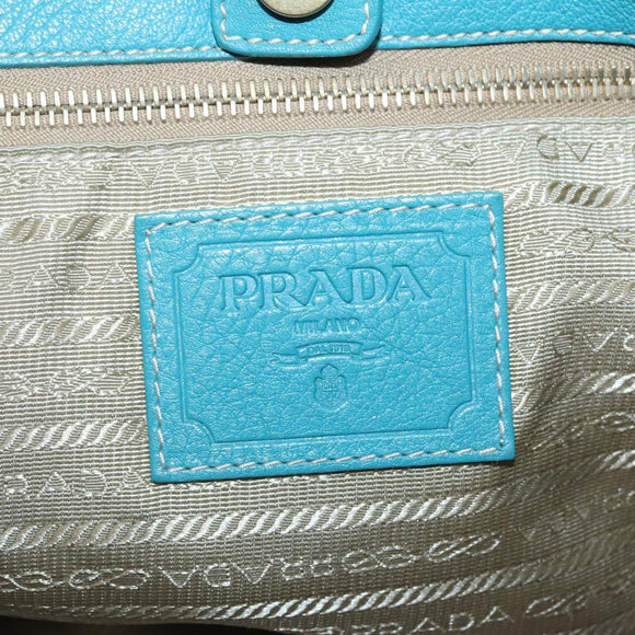 PRADA Studs Tote Bag Canvas Leather Beige Gold Auth 141984V