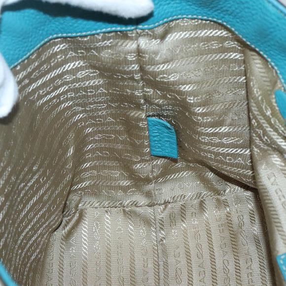 PRADA Studs Tote Bag Canvas Leather Beige Gold Auth 141984V