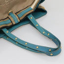 PRADA Studs Tote Bag Canvas Leather Beige Gold Auth 141984V-7