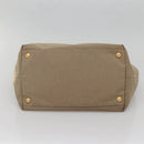 PRADA Studs Tote Bag Canvas Leather Beige Gold Auth 141984V-9