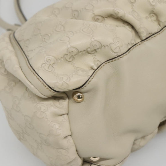 GUCCI GG Canvas Guccissima Abbey Bag Leather White Gold 189835 Auth 141985