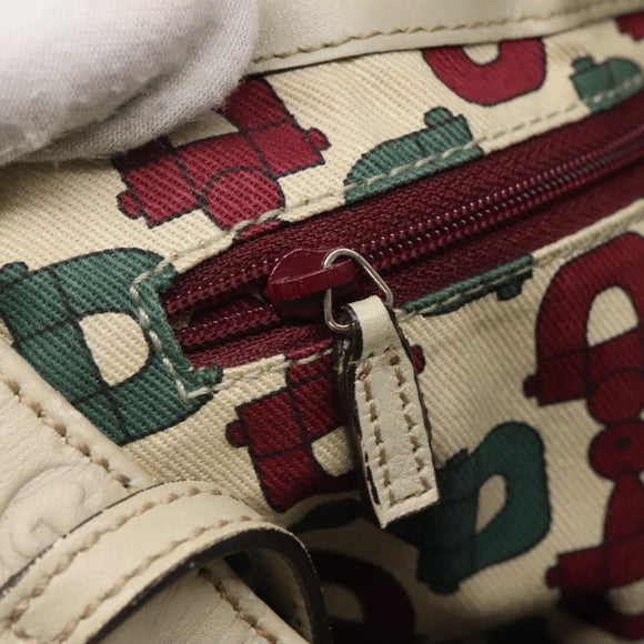 GUCCI GG Canvas Guccissima Abbey Bag Leather White Gold 189835 Auth 141985