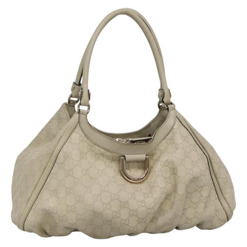 GUCCI GG Canvas Guccissima Abbey Bag Leather White Gold 189835 Auth 141985