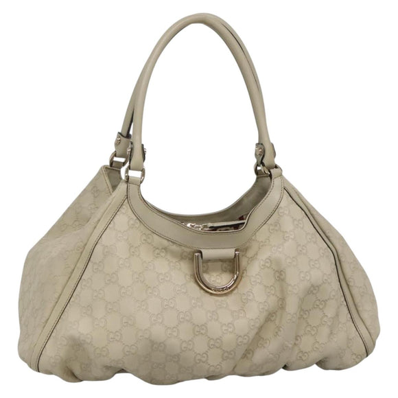 GUCCI GG Canvas Guccissima Abbey Bag Leather White Gold 189835 Auth 141985