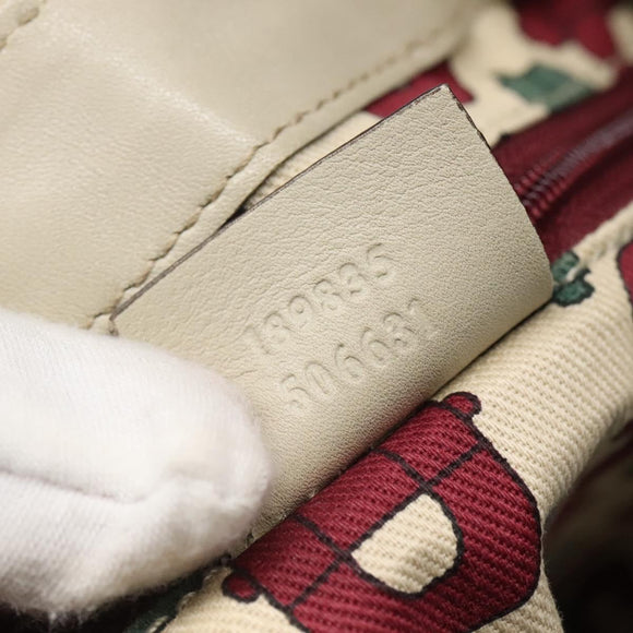 GUCCI GG Canvas Guccissima Abbey Bag Leather White Gold 189835 Auth 141985