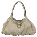 GUCCI GG Canvas Guccissima Abbey Bag Leather White Gold 189835 Auth 141985-13