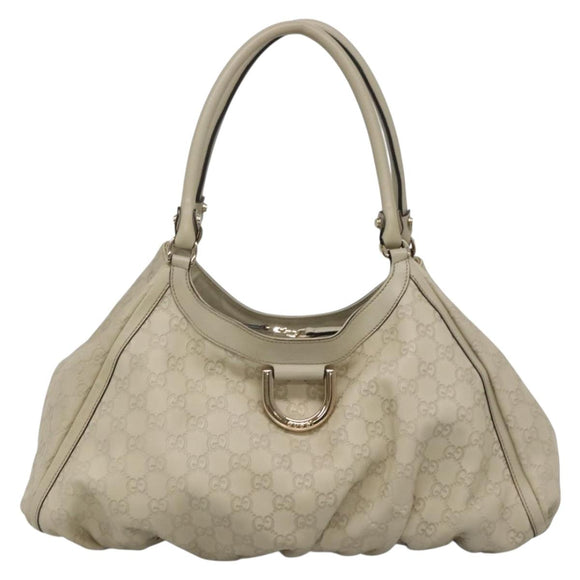 GUCCI GG Canvas Guccissima Abbey Bag Leather White Gold 189835 Auth 141985