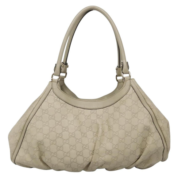 GUCCI GG Canvas Guccissima Abbey Bag Leather White Gold 189835 Auth 141985