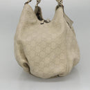 GUCCI GG Canvas Guccissima Abbey Bag Leather White Gold 189835 Auth 141985-3