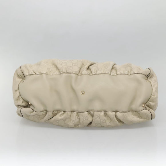 GUCCI GG Canvas Guccissima Abbey Bag Leather White Gold 189835 Auth 141985