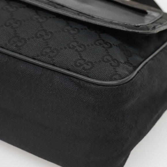 GUCCI GG Canvas Shoulder Bag Black Gold 019 0375 Auth 141991