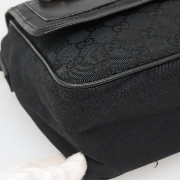 GUCCI GG Canvas Shoulder Bag Black Gold 019 0375 Auth 141991