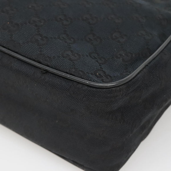 GUCCI GG Canvas Shoulder Bag Black Gold 019 0375 Auth 141991