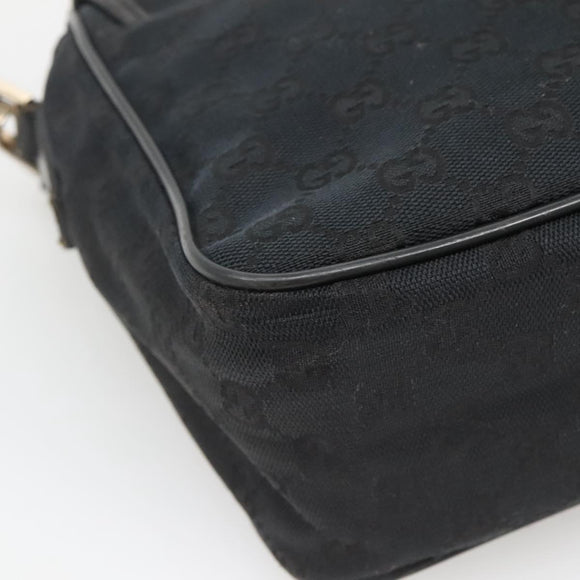 GUCCI GG Canvas Shoulder Bag Black Gold 019 0375 Auth 141991