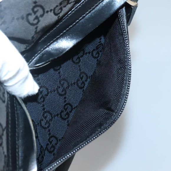 GUCCI GG Canvas Shoulder Bag Black Gold 019 0375 Auth 141991