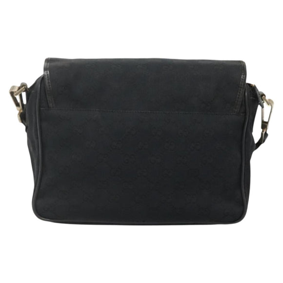 GUCCI GG Canvas Shoulder Bag Black Gold 019 0375 Auth 141991