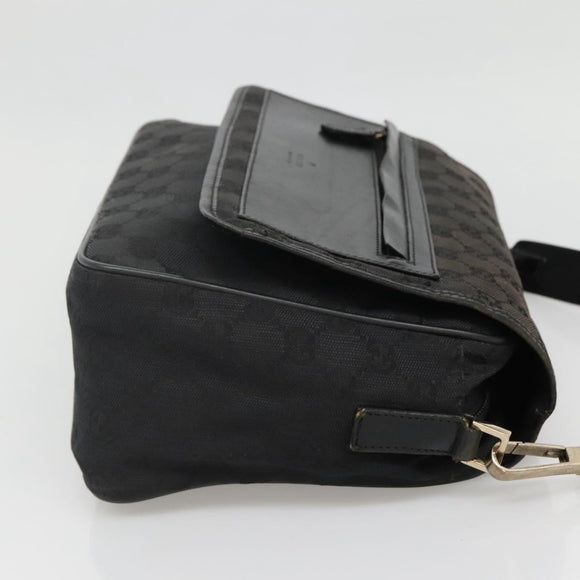 GUCCI GG Canvas Shoulder Bag Black Gold 019 0375 Auth 141991
