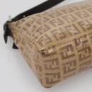 FENDI Zucchino Canvas Accessory Pouch Enamel Brown Gold Auth 141994-15