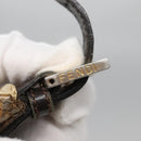 FENDI Zucchino Canvas Accessory Pouch Enamel Brown Gold Auth 141994-8